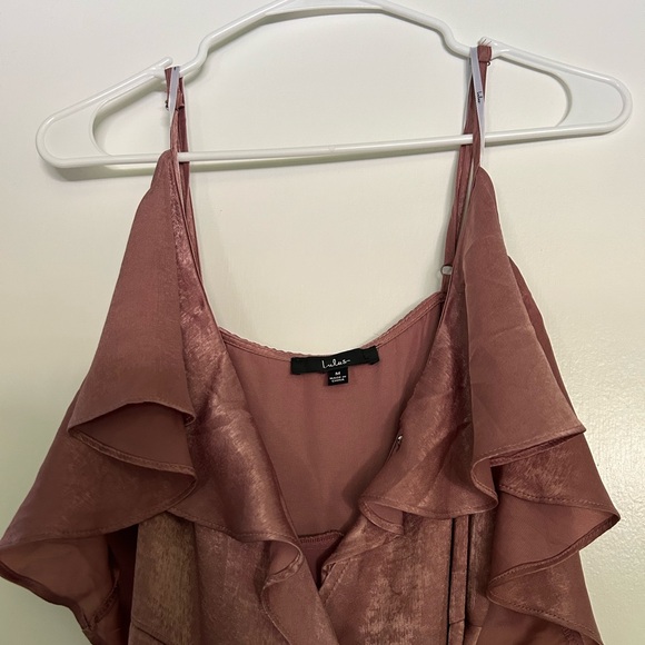 Lulu’s Mauve, long satin align dress - Picture 9 of 16